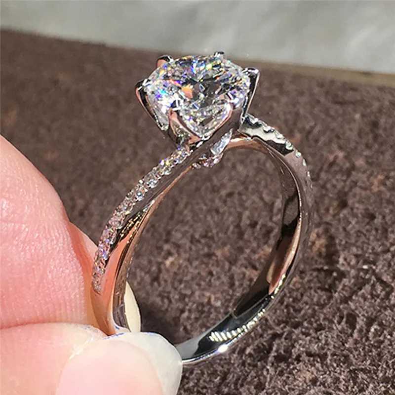 925 Sterling Silver Luxury Cubic Zirconia Wedding Rings for Women Twist Band Eternity Proposal Engagement Ring Classic JewelryXJ250104