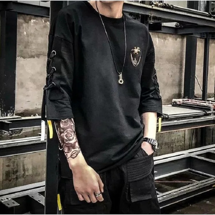 Summer Techwear Anime Mens T-shirt Harajuku Y2k Fashion Trends Street Clothing Hip Hop Punk Mens and Womens Clothing School Students 241230