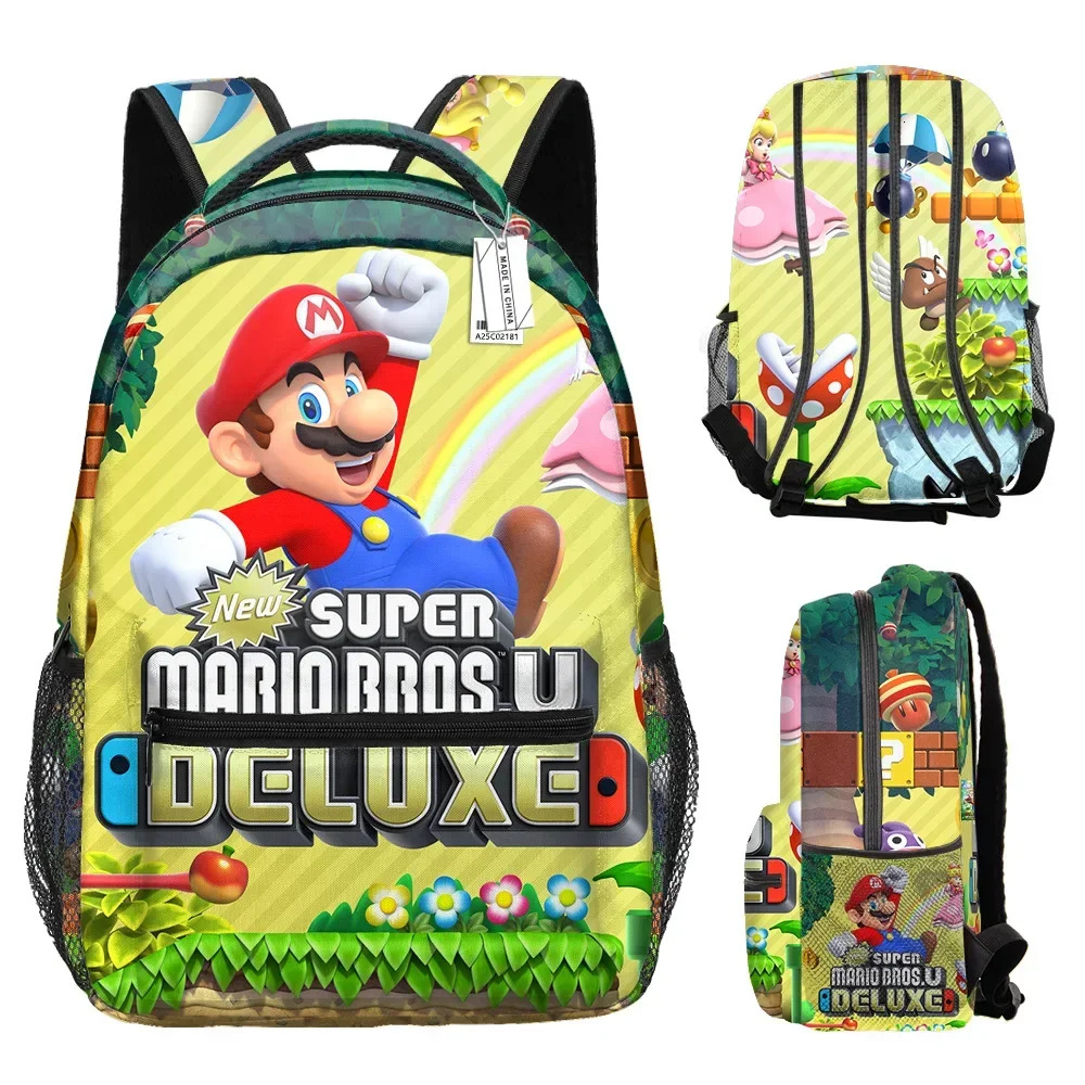 Marioed Super Mario Large Capacity School Bag Fully Printed Fashion Backpack Birthday Gift Mochila