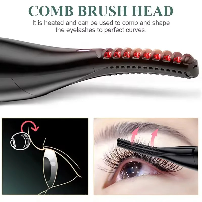 Mini portable 2-in-1 rechargeable heated eyelash entrainment comb Electric eyelash curler Eyelash lifter tool 241226