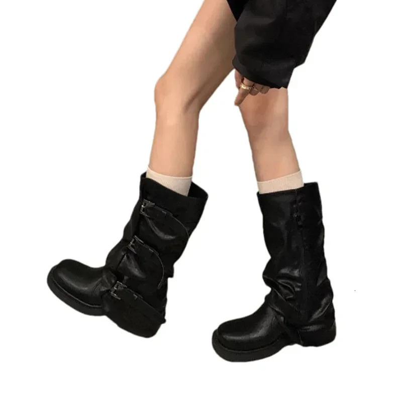 Platform Women High Boots Winter er Knee High Walking Shoes Women 2024 Trend Chelsea Boots Dress Mujer Zapatos Botas 250103
