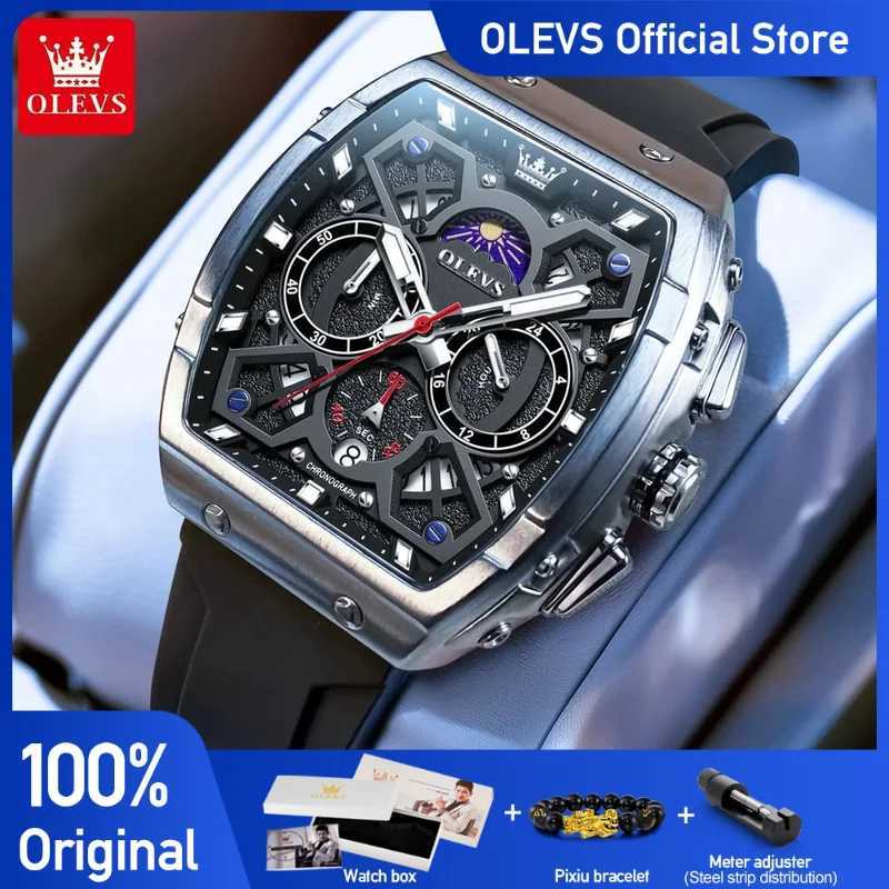 OLEVS 2942 Mens Hollow ES Quartz Waterproof Luminous ES Mens Fashion Design with Sile Str W250104