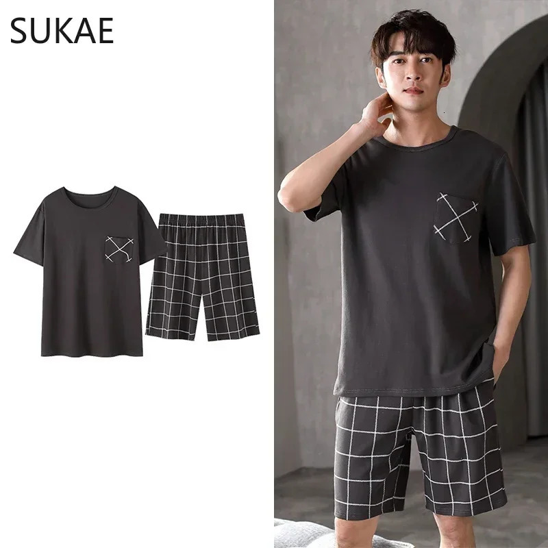 Big Size 4XL Summer Shorts for Young Men Cotton Sleepwear Raglan Leisure Pajamas Boy Fashion Loungewear Pijamas Teenager 250103