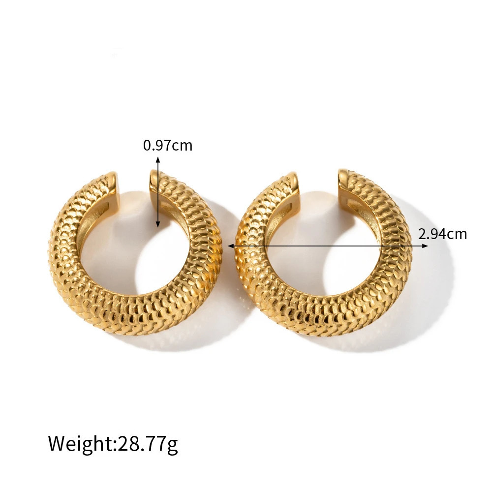 High-quality Stainless Steel Thick C Shaped Cuff Ear Clip Earring No Pierced Cartilage Earrings for Women Colorfast Jewelry 250103