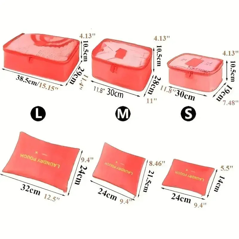 6 PcsSet PinkBlueGrey Travel Waterproof Luggage Clothing Underwear Storage Bag Large Capacity With Zipper 241226