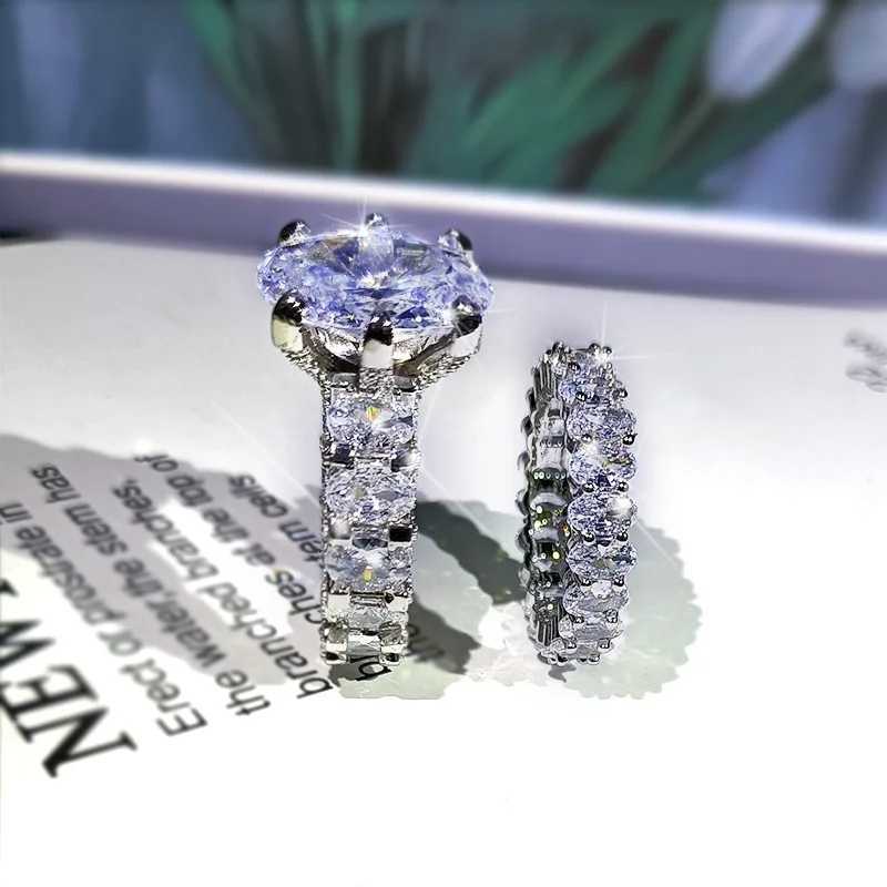 NEW Elegant Zircon Ring Set S925 Silver Color Engagement Wedding Jewelry For Women 2021 Fashion Crystal Gift WholesaleXJ250104