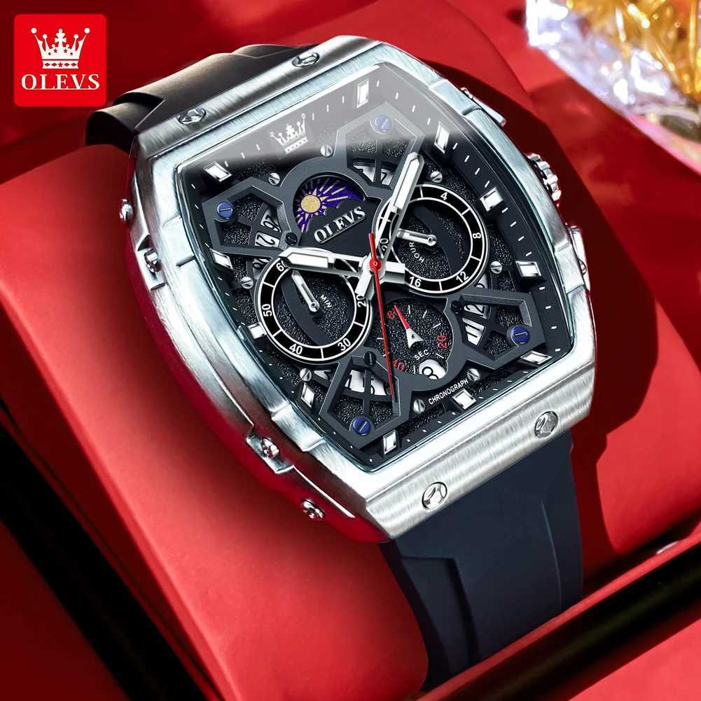 OLEVS 2942 Luxury Timing Quartz Mens 44mm Large Dial Moon Phase Manual Clock Waterproof Original Fashionable W250104