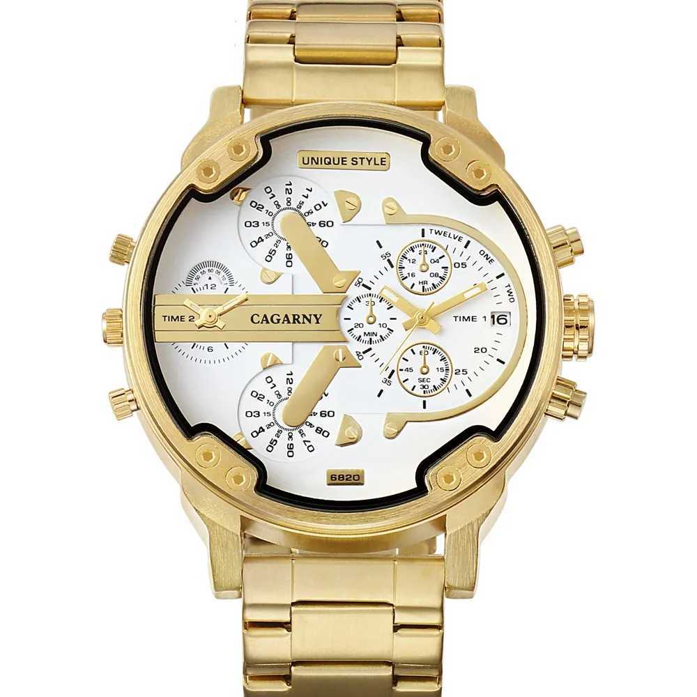 Kagani original large dial 6820 stainless steel mens dual time zone date waterproof fashion casual mens quartz W250104