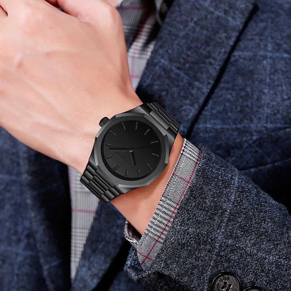 Original Top Stainless Steel Mens Watch Classic Busin Waterproof Mens Black Watch Jan ment Quartz Mens Watch W250104