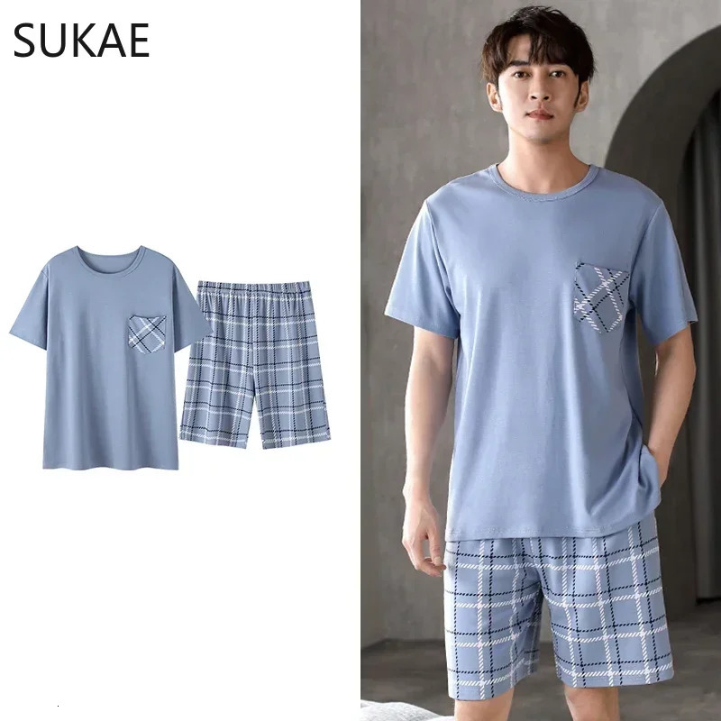 Big Size 4XL Summer Shorts for Young Men Cotton Sleepwear Raglan Leisure Pajamas Boy Fashion Loungewear Pijamas Teenager 250103