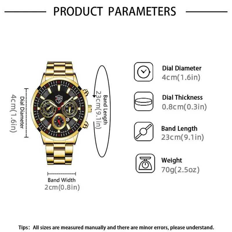 Mens top brand luxury gold calendar with stainless steel band fashion Busin quartz wrist Relogio Masculino W250104