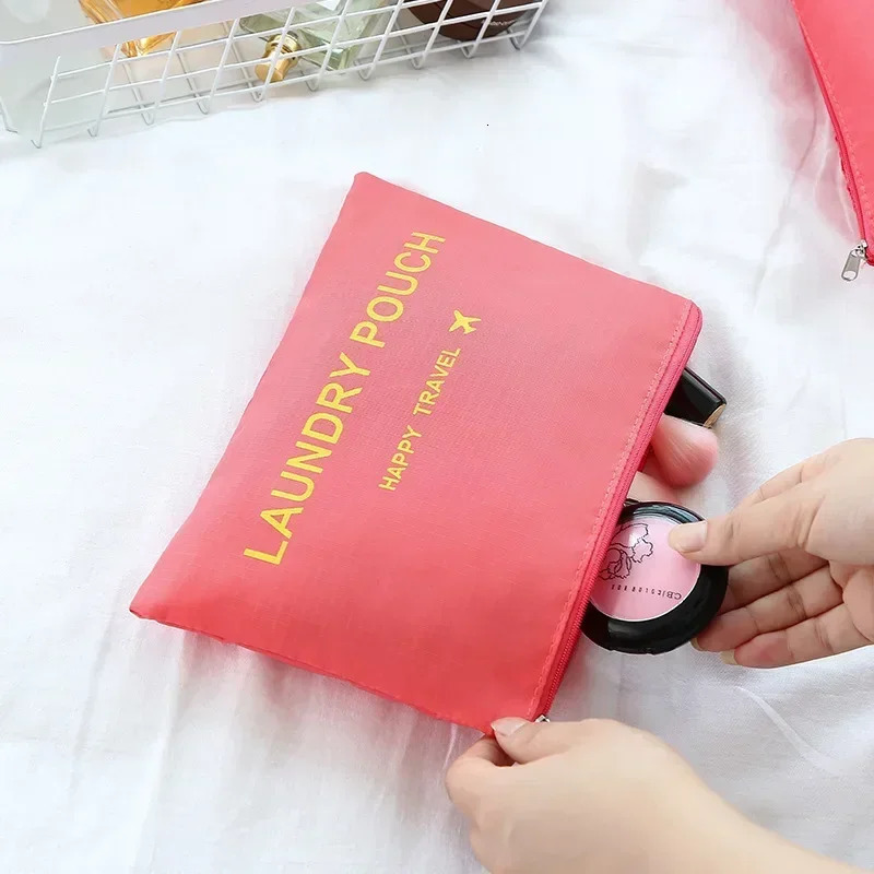 6 PcsSet PinkBlueGrey Travel Waterproof Luggage Clothing Underwear Storage Bag Large Capacity With Zipper 241226