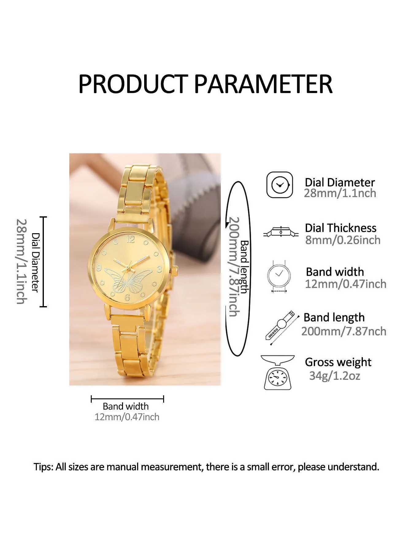 Fashion Gold Compact Womens Quartz and Set Gift Daily Travel Suit W250104
