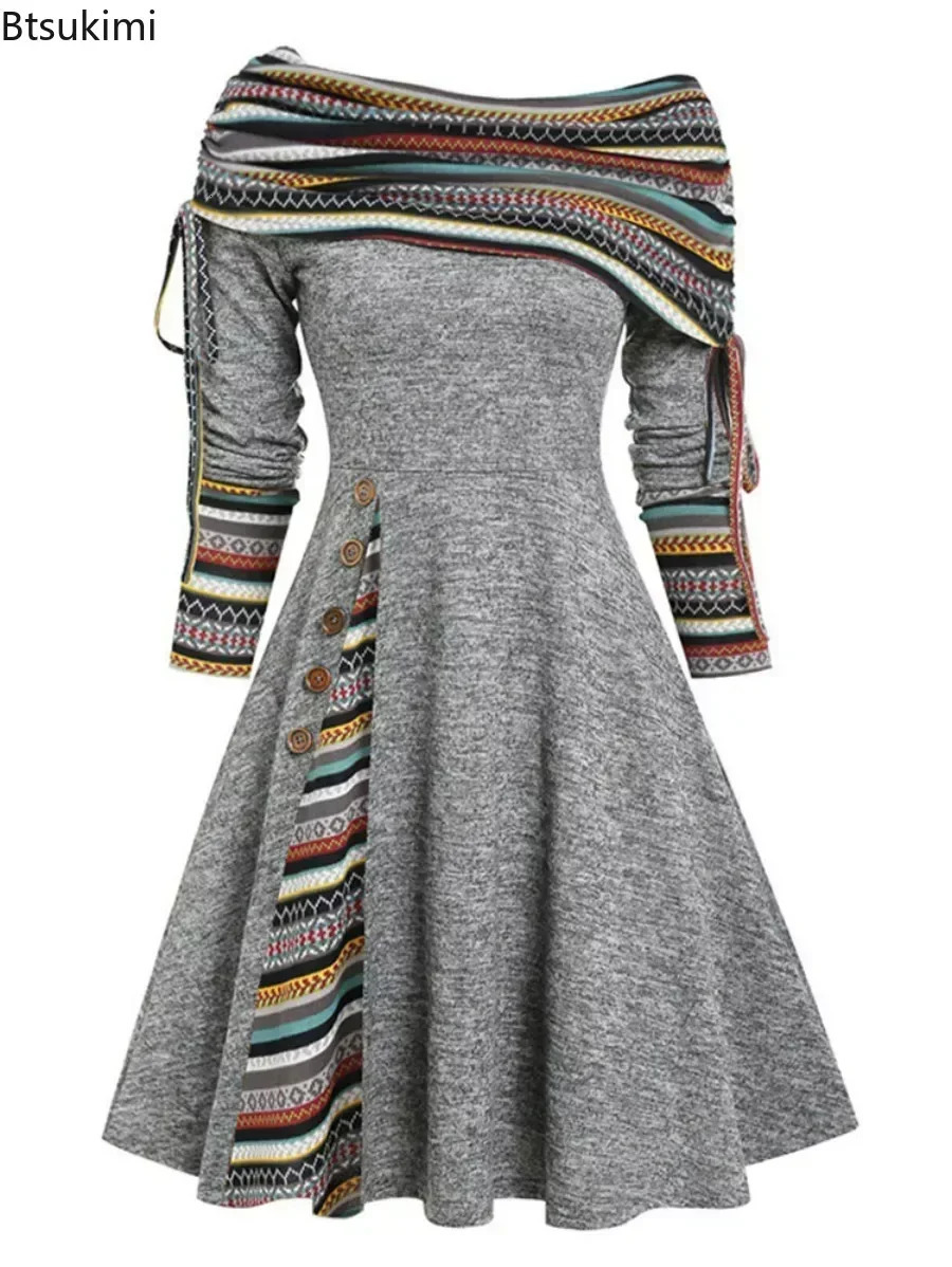 2025 Womens Casual Long Dress A Sholuder Punk Style Elegant Autumn High Waist Gothic Long Dress Womens Tank Top 250103