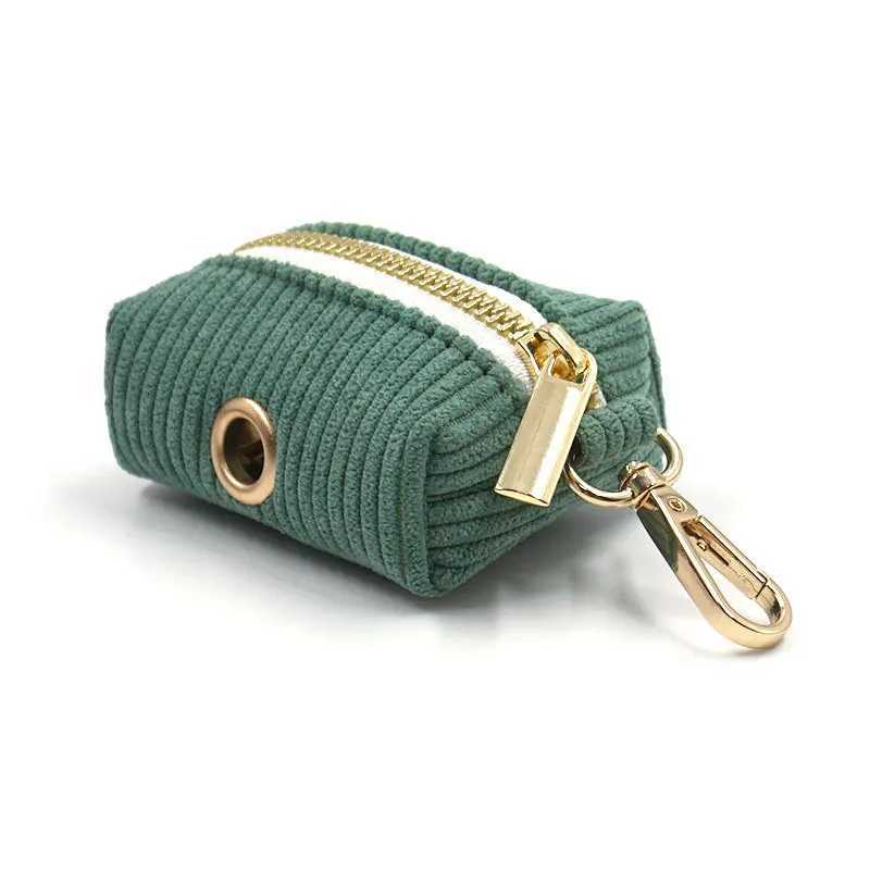 Fashion Corduroy Dog Poop Bag Carrier Cute Dog Poop Bag Dispenser With Gold Metal Zipper Travel Dog Poop Dispenser Eco FriendlyXJ250104