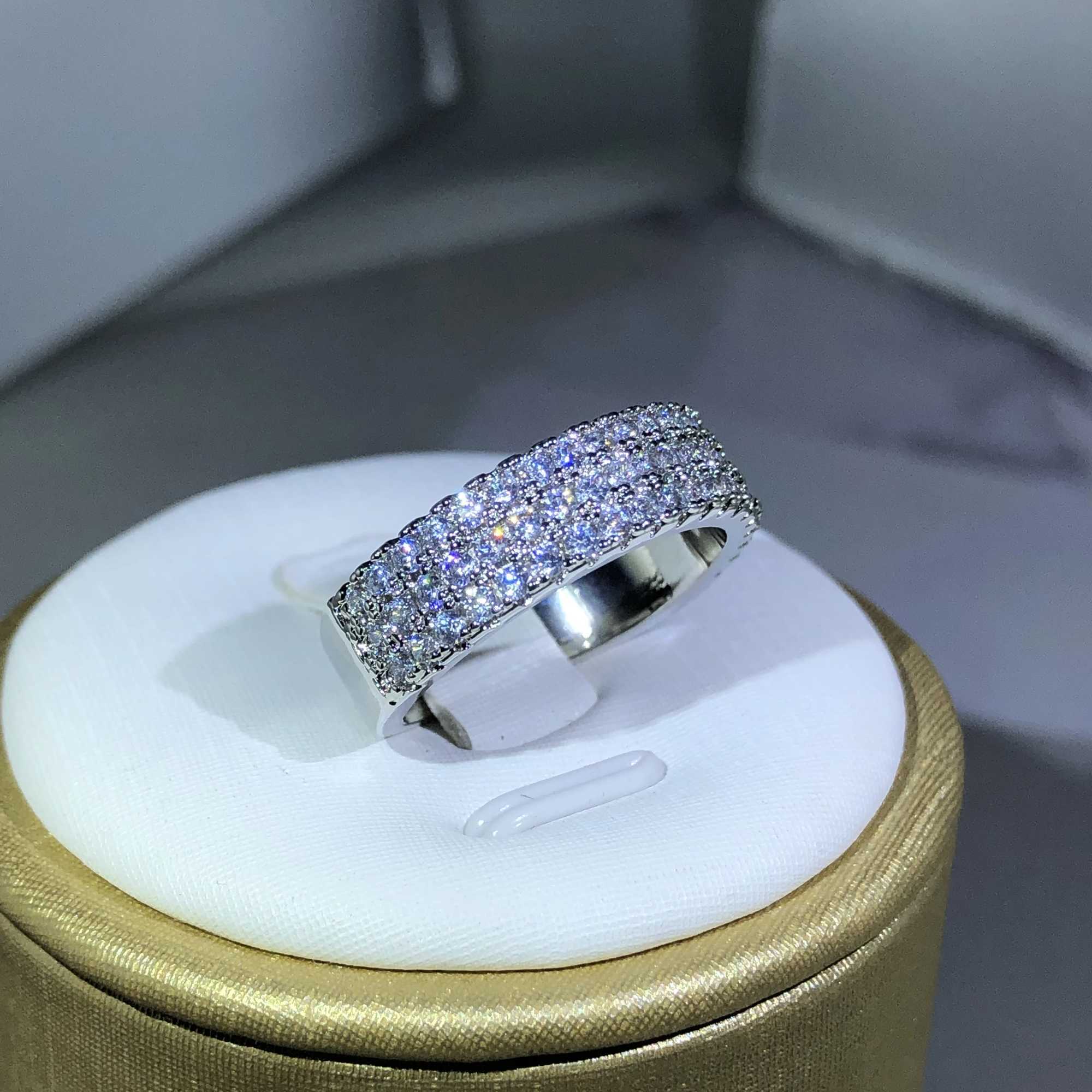 925 Sterling Silver Inlaid With White Zircon Ring Fashion Ladies Half Ring Party Cocktail Party Jewelry GiftXJ250514