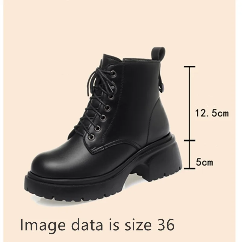AIYUQI Snow Boots Women Genuine Leather Natural Wool Women Winter Boots British Wind Platform Women Ankle Boot
