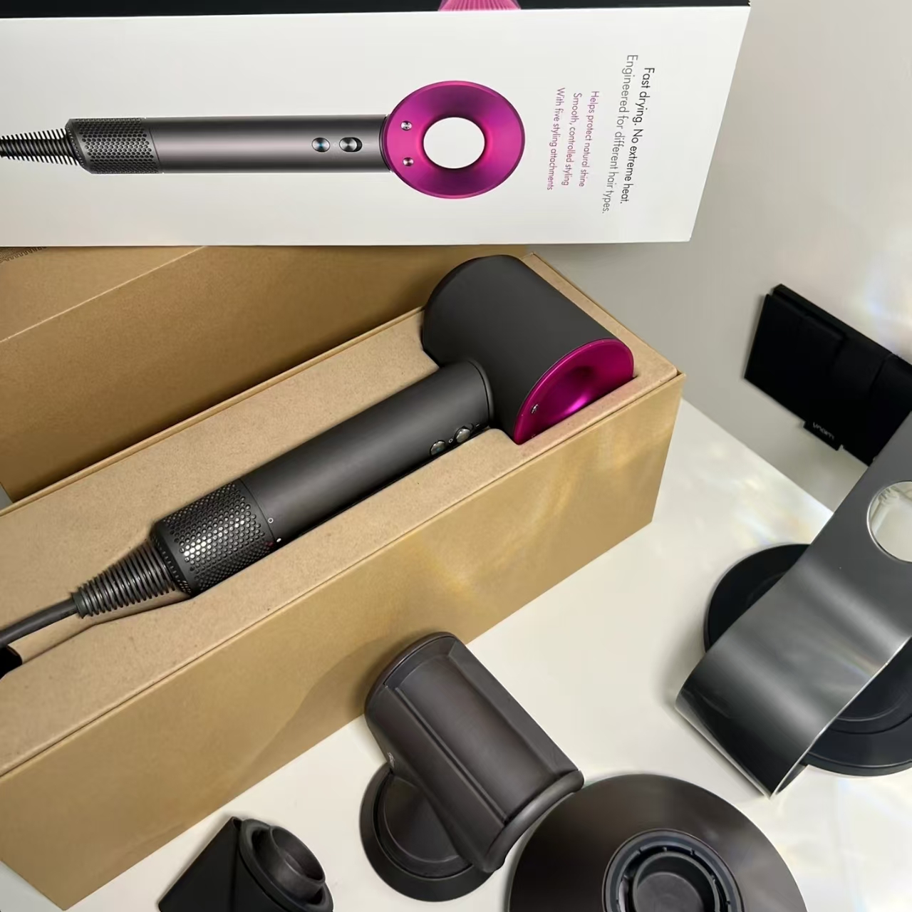 Ladies' multi-functional five-in-one bladeless dryer, quick-drying hair care styling tool, safe professional family travel and hotel box