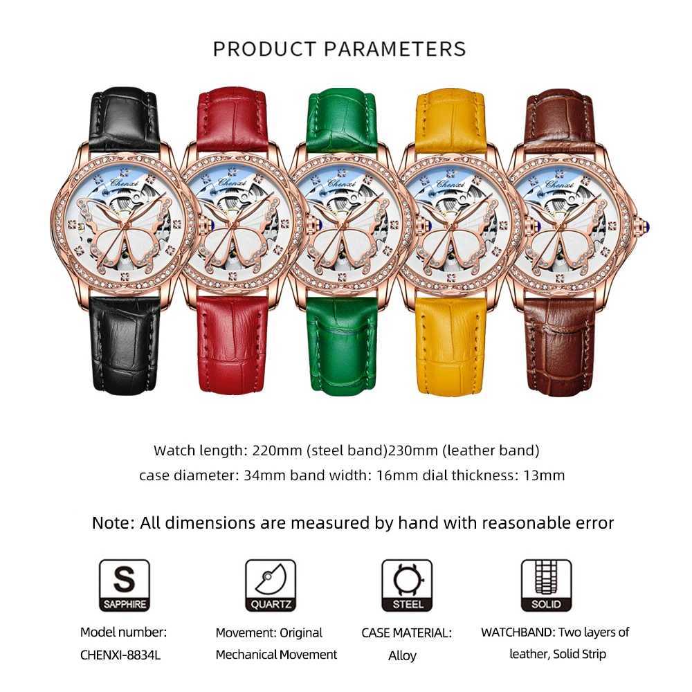 CHENXI New Womens Automatic Luxury Dr Leather Waterproof Womens Wrist Mechanical Quartz Watch W250104