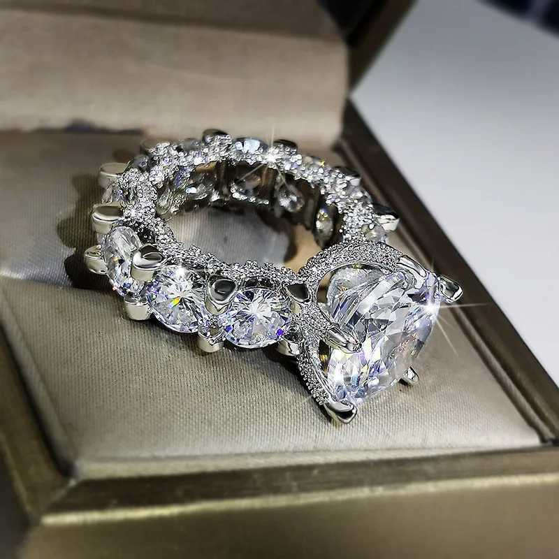 925 Stamp Ring White Zircon For Propose Wedding Engagement Ring Prince Inlaid Big Diamond Rings For Gift Girl FriendXJ250514