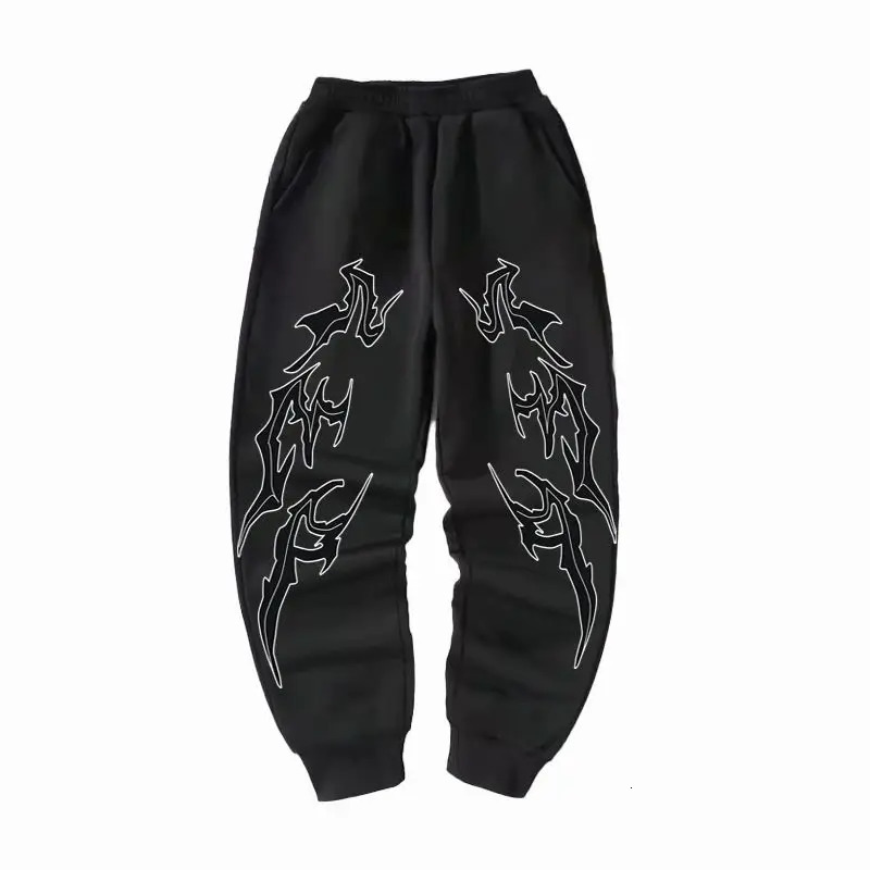 Mens pure cotton pants Y2k retro printed elements loose pattern casual jogging legs loose pattern 250103