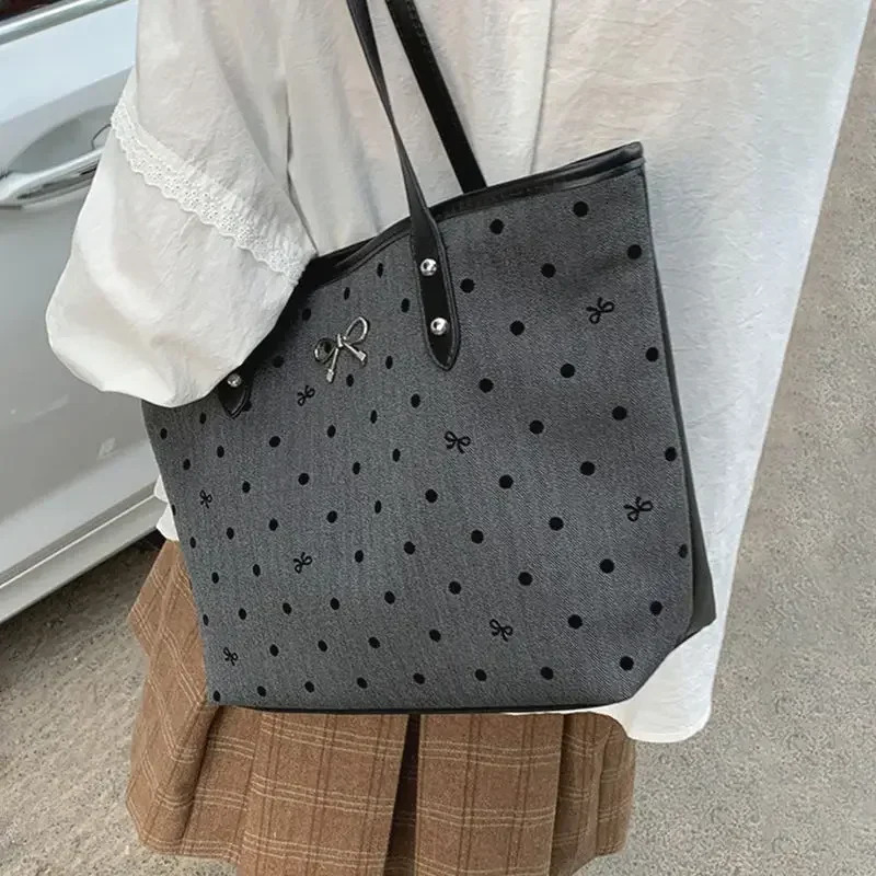 GAINNY Vintage Tote Bag Women Large Capacity Y2k Korean Fashion Shoulder Bag for School University Shopping Bag Female Youth 250102