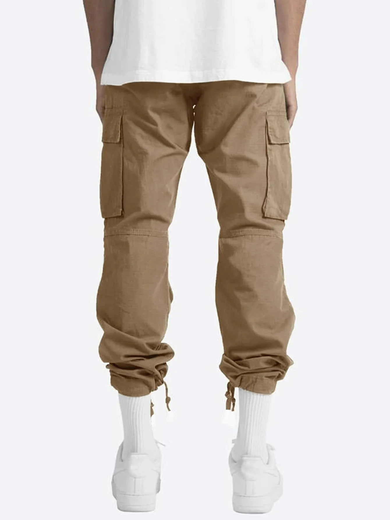 2024 mens cargo pants drawstring multi-pocket casual pants 250102