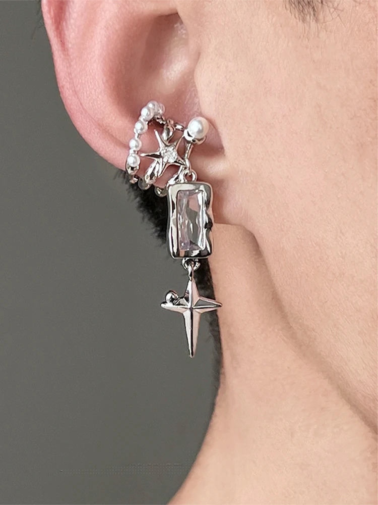 Sugar Cube Star Ear Clip Cyberpunk Style Mens And Womens Jewelry Party Gift 250103