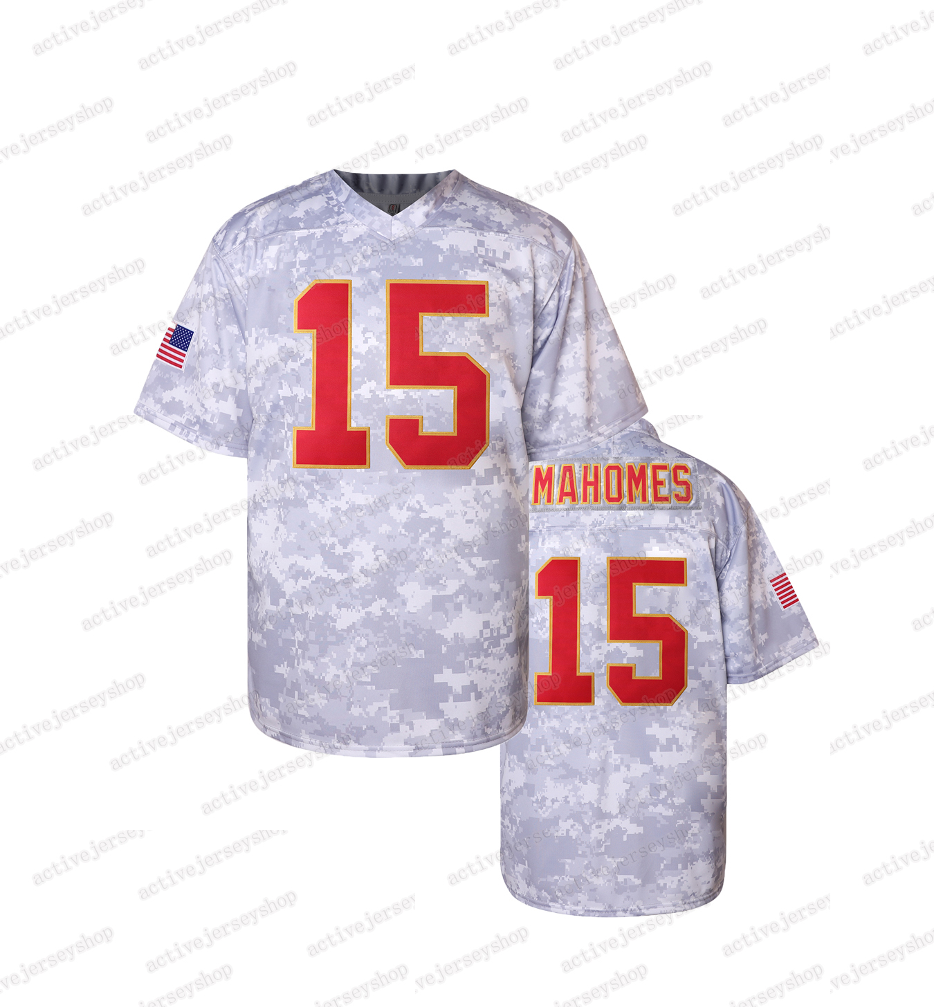 Men's 5 Daniels Camouflage Embroidered Football jersey V-neck, Short Sleeve, Breathable Sports jersey, Suitable for Training and Competition