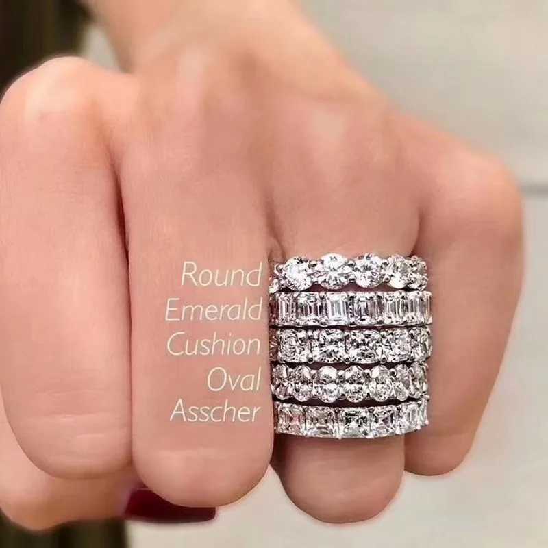9 Styles Eternity Lab Diamond cz Ring 925 sterling silver Bijou Engagement Wedding band Rings for Women men Charm Party JewelryXJ250514