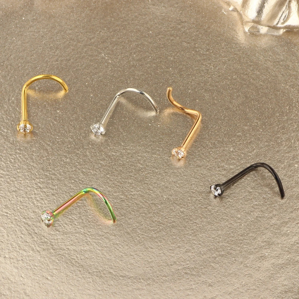 20G Nose Stud Set Nose Studs Cartilage Tragus Piercing Rose Ball Labret Jewelry Diamond CZ Nose Stud Rings Screw Cubic Zirconia 250103