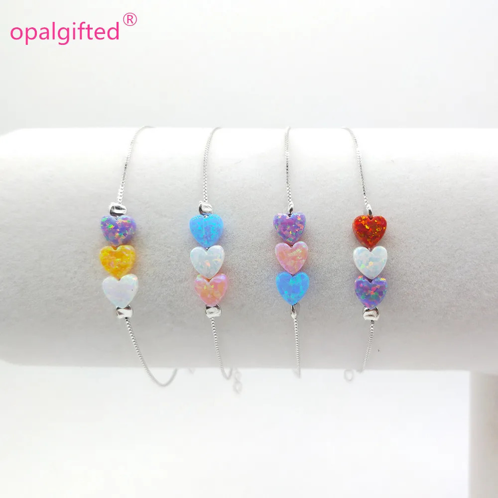 1 piece/batch Free delivery of beautiful 6mm protein stone heart silver 925 bracelet for womens heart opal jewelry used for girls gift sales 250102