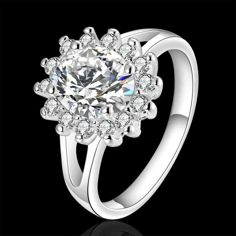 Popular brands 925 Sterling Silver crystal flower moissanite diamond Rings For Women Fashion Wedding Party Gifts JewelryXJ250104