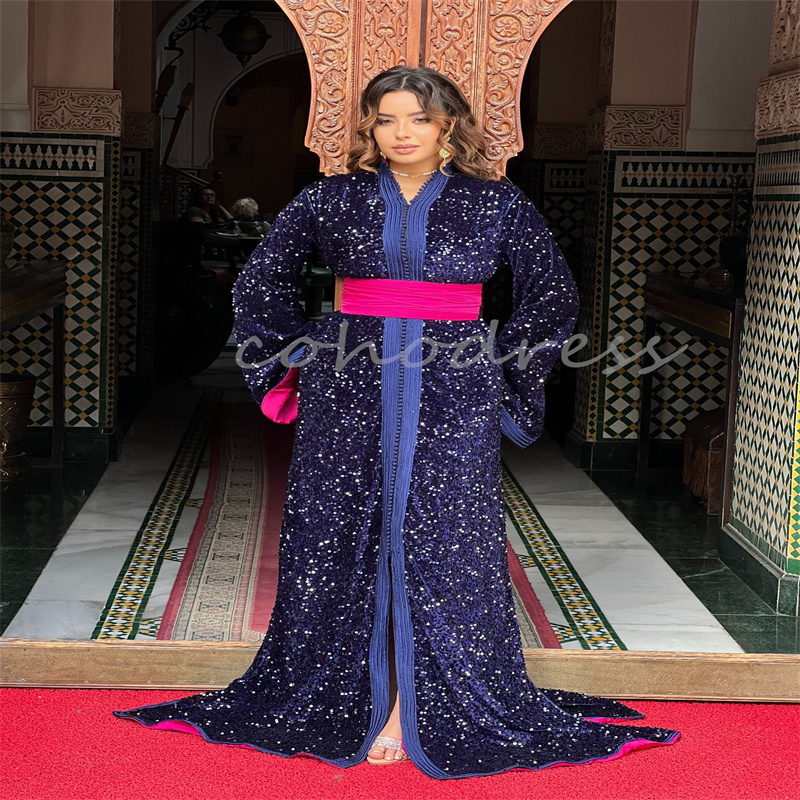 Ramadan Kaftan Royal Blue Evening Dress Moroccan Takchita Islamic Muslim Prom Dress Dubai Arabic Formal Birthday Party Abaya Vestio De Fiesta 2025 Spe