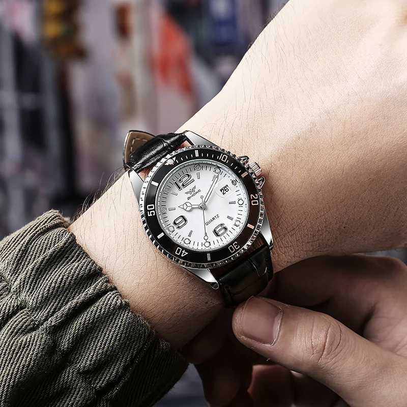 2022 New Mens Leather Str Relogio Mens Wrist Luxury Waterproof W250104