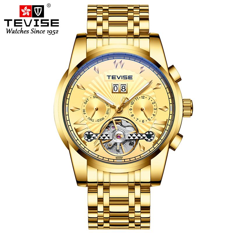 TEVISE Mechanical Watch Fashion Trendsetter Mens Automatic Wristwatch Luminous Waterproof Watch T026- T9005F