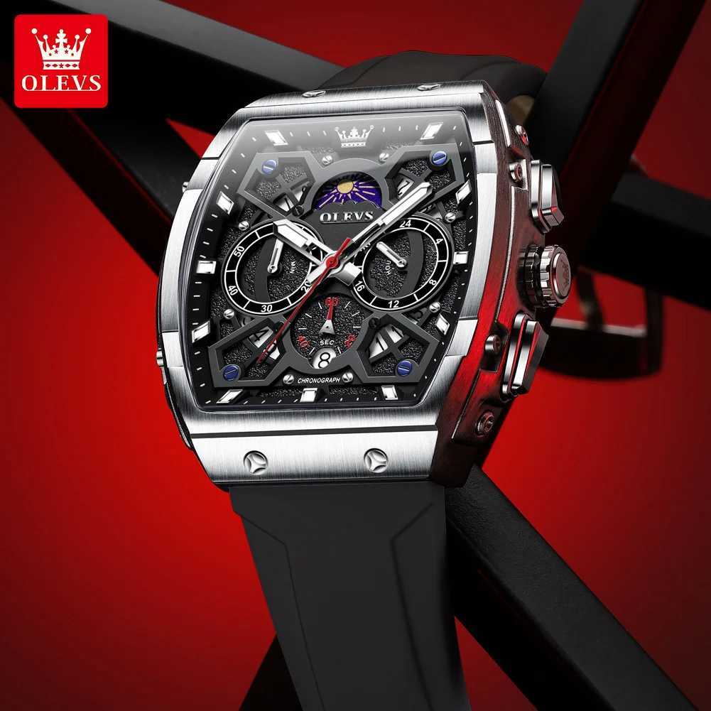 OLEVS 2942 Luxury Timing Quartz Mens 44mm Large Dial Moon Phase Manual Clock Waterproof Original Fashionable W250104