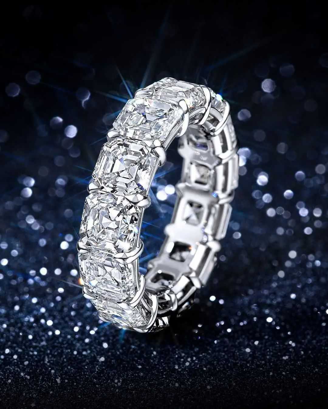 Fashion Brand Eternity Ring 925 Sterling silver Moissanite cz Engagement Wedding Band Rings for women Men Finger Party JewelryXJ250514