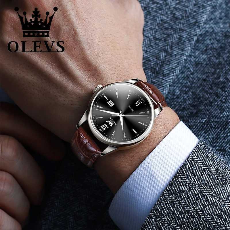 OLEVS original waterproof casual quartz mens fashion trend wrist mens best-selling leather Str classic mens style W250104