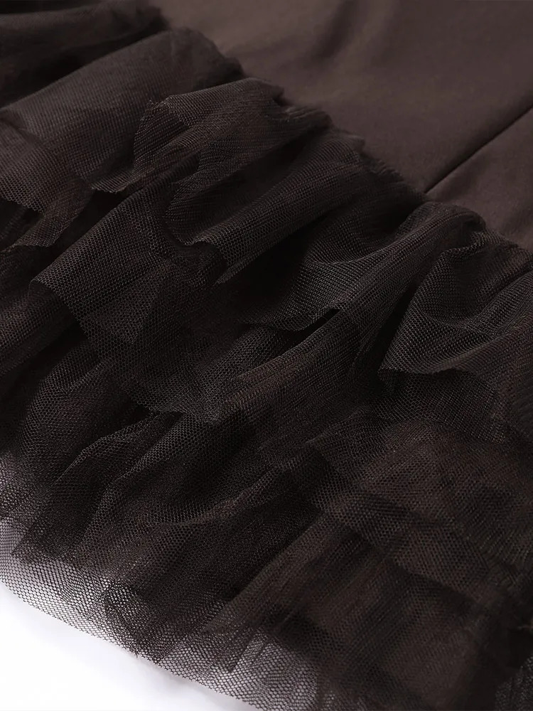 Elegant patch work lace dress womens O-neck sleeveless slim fit hip bag mini dress womens 2025 early spring fashion womens robe 250103