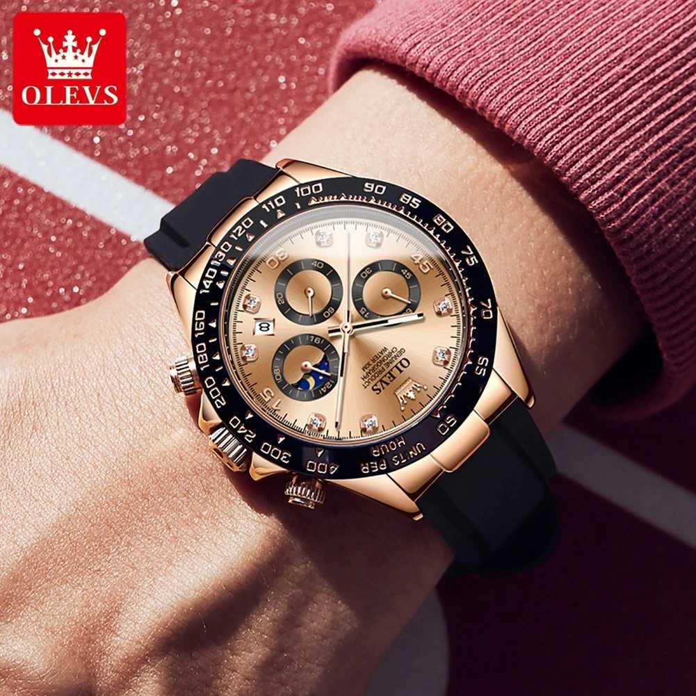 OLEVS 2875 Mens Luxury Quartz Original Sile Sports Multi functional Waterproof Luminous Date Timer W250104