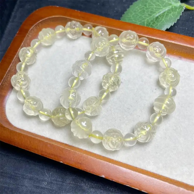 12MM Natural Lemon Citrine Fox Fairy Bead Bracelet For Women Men Love Gift Crystal Beads Strands Jewelry Gift 1PCS 250102