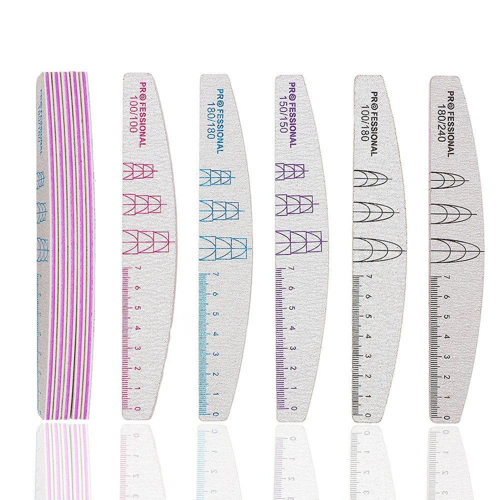 Nail File Buffer 100180240 Grit Half Moon Files Double Side Sandpaper Sanding Grinding Gel Polish Manicure Tool 241230