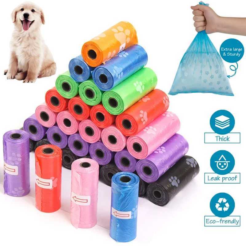 1 Roll/15 Bags Paw Printing Pet Poop Bags Dog Refill Waste Bags Outdoor Clean Eco-Friendly Leak-Proof Pets Products For Dogs CatXJ250104