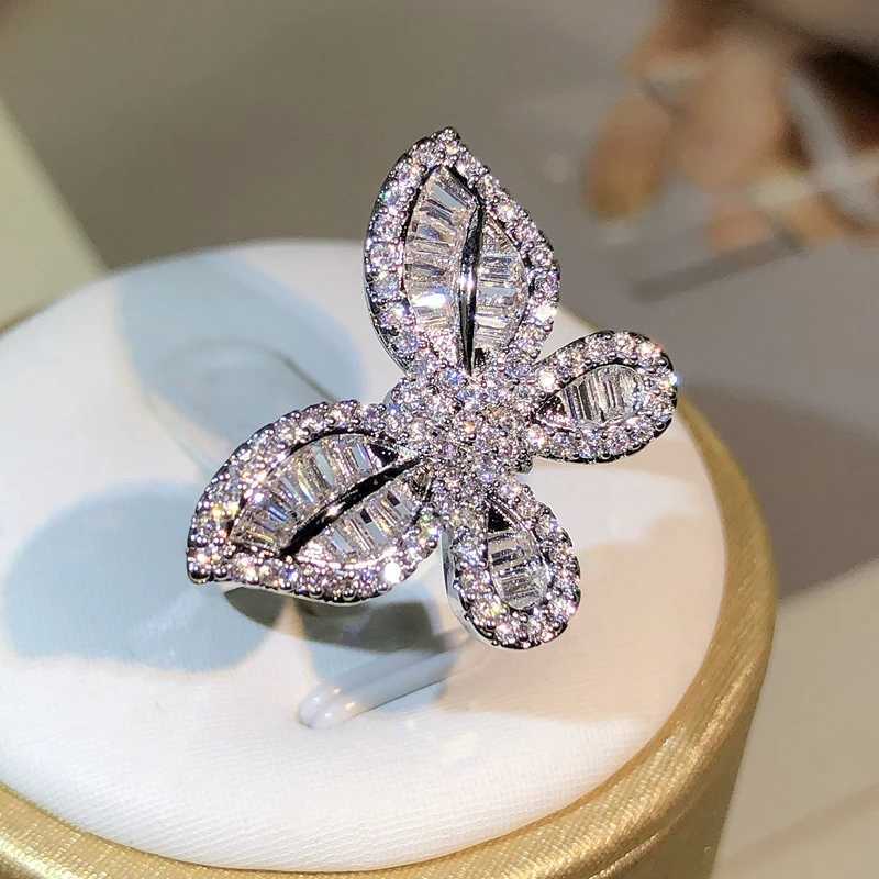 925 sterling silver Exquisite butterfly white zircon ring all diamond womens jewelry party wedding birthday giftXJ250412
