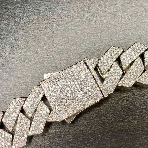 Moissanite Hiphop Jewelry 925 Sterling Silver 20mm 4 Rows Diamond Iced Out VVS Moissanite Cuban Chain