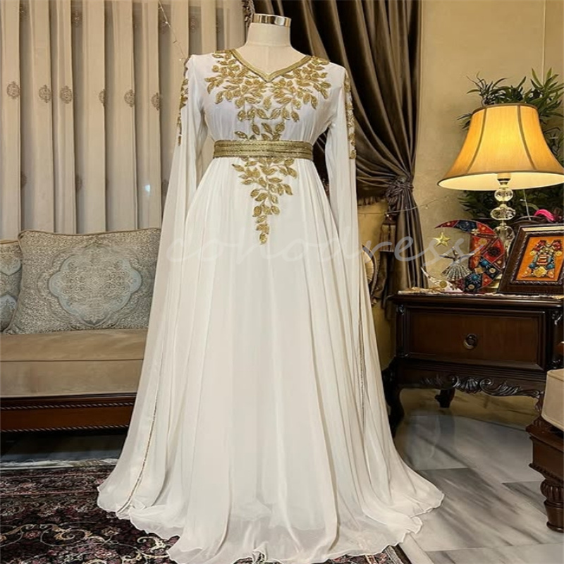 Exquiste Muslim Moroccan Evening Dress Luxury Long Sleeve Dubai Abaya Prom Dress Navy Formal Engagement Dress Birthday Party Vestio De Novias 2025 Rob
