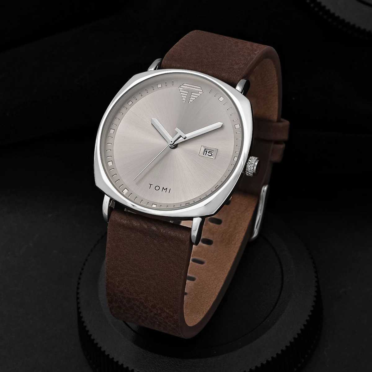 TOMI New 2PCS Luxury Business Mens Gift Box Set Simple Leisure Mens Calendar Quartz Pen Reloj Mens Holiday Gift W250104