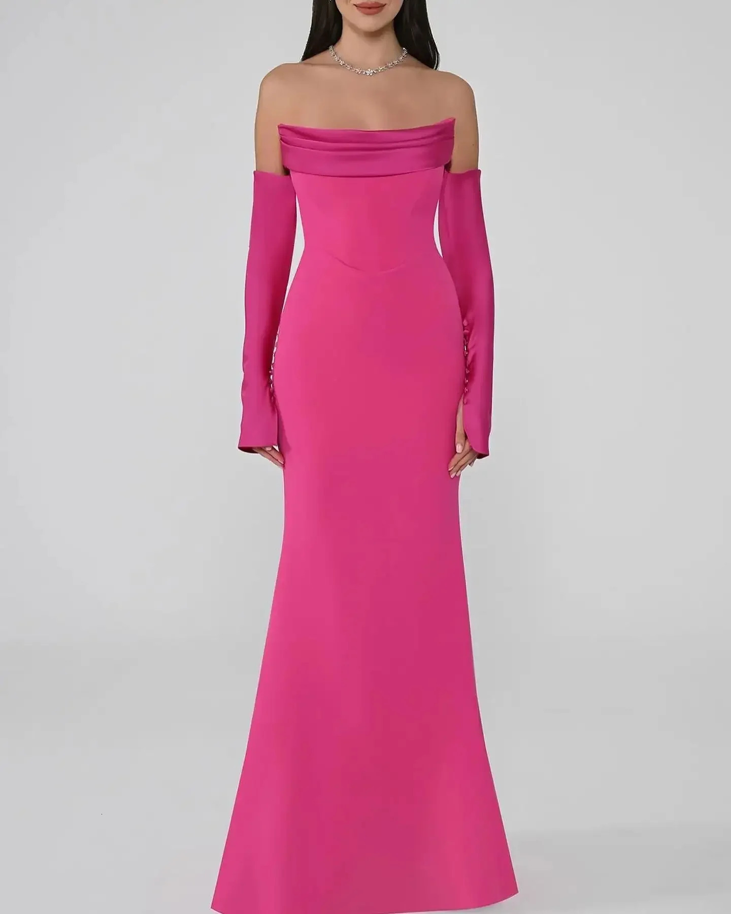 Customized Elegant Pink Ball Dress Womens Shoulder Simple Party Evening Dress Floor Length Special Occasion Dress 250103