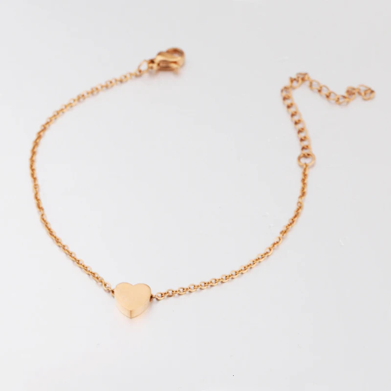 Fnixtar 20Pcs/Lot 15/18cm cute heart-shaped bracelet with 5cm long chain mirror polished stainless steel bracelet anklet 250102